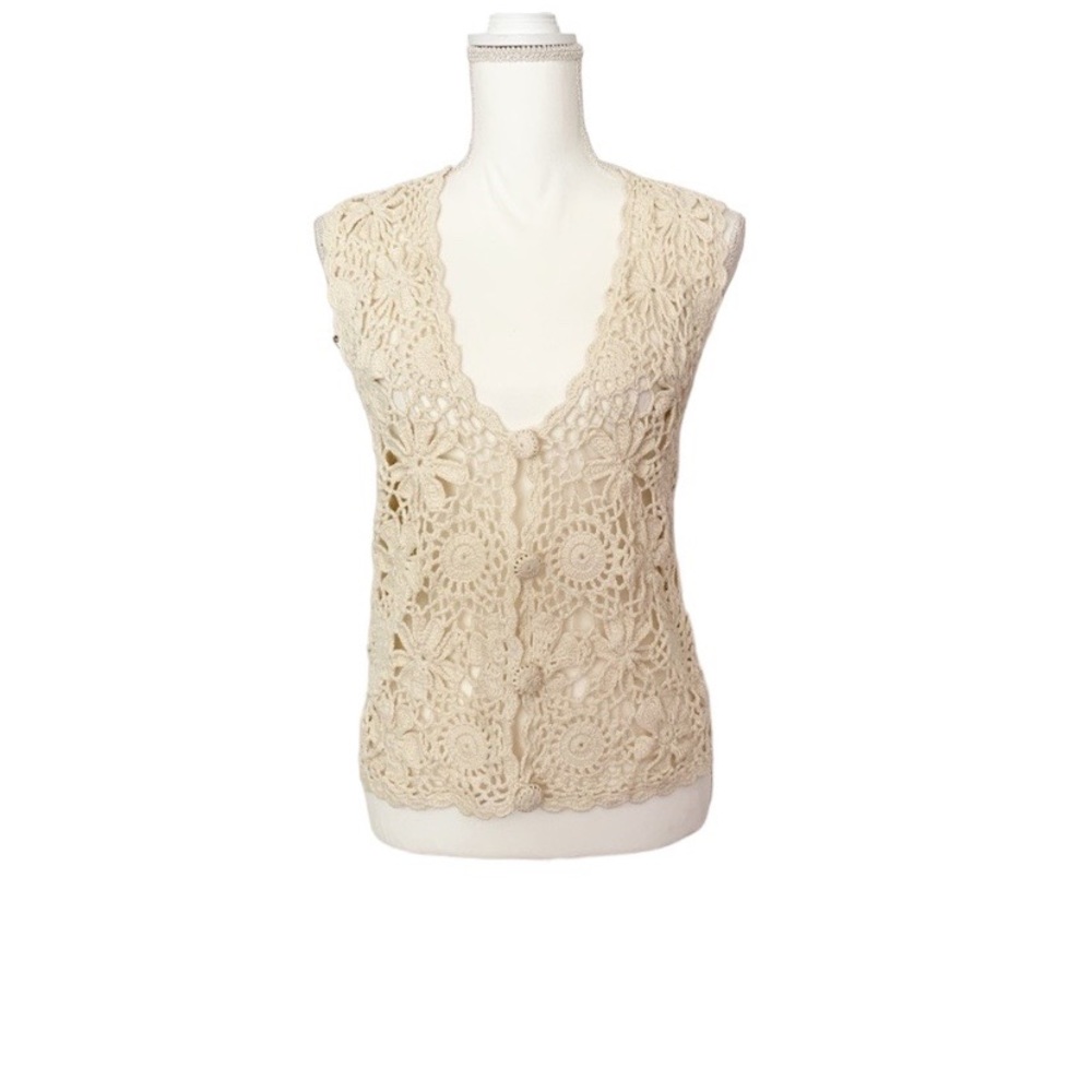 Vintage Yarnworks Sleeveless Button Down Cardigan Size Medium